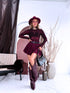 ROSE pattern mesh bodysuit "TO BLOOM HS9735" - BURGUNDY